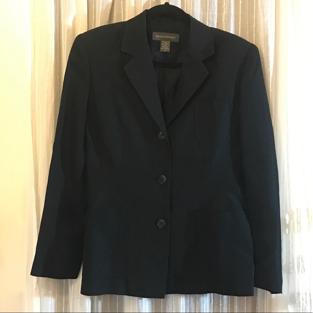 Vintage Banana Republic Black 3 Button Blazer Size 6